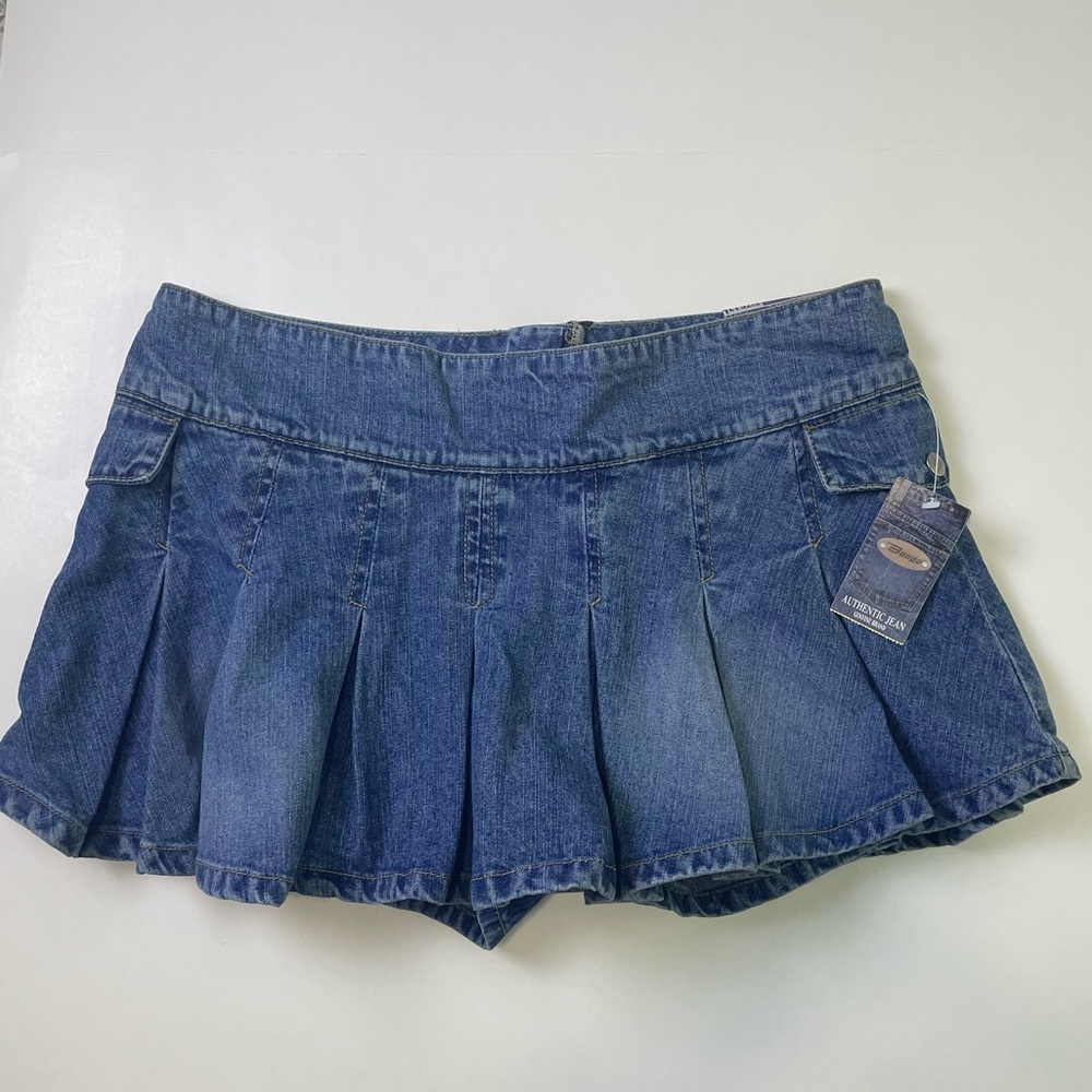 BONGO Denim Pleated Mini Skort - Blue